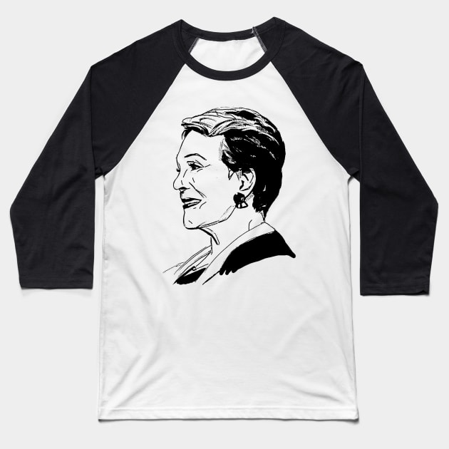 Julie Andrews Outline Baseball T-Shirt by baranskini